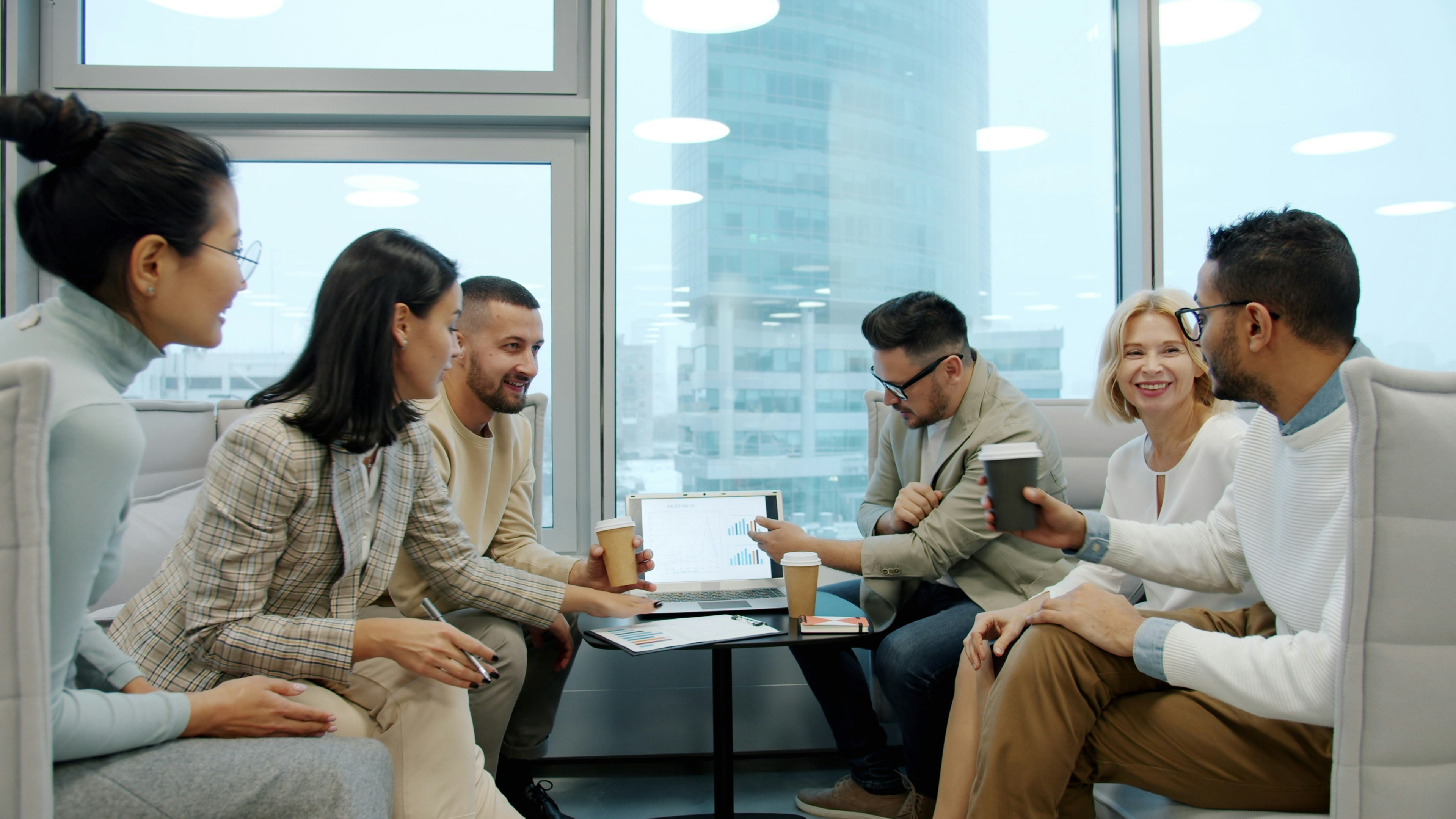 A team in conversation around a table